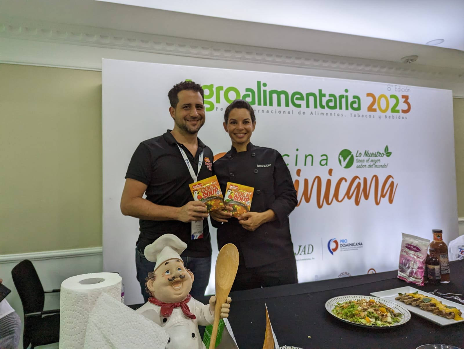 Jonathan Mahfood, JTL Group's Export Manager,  holding Caribbean Dreams Soups